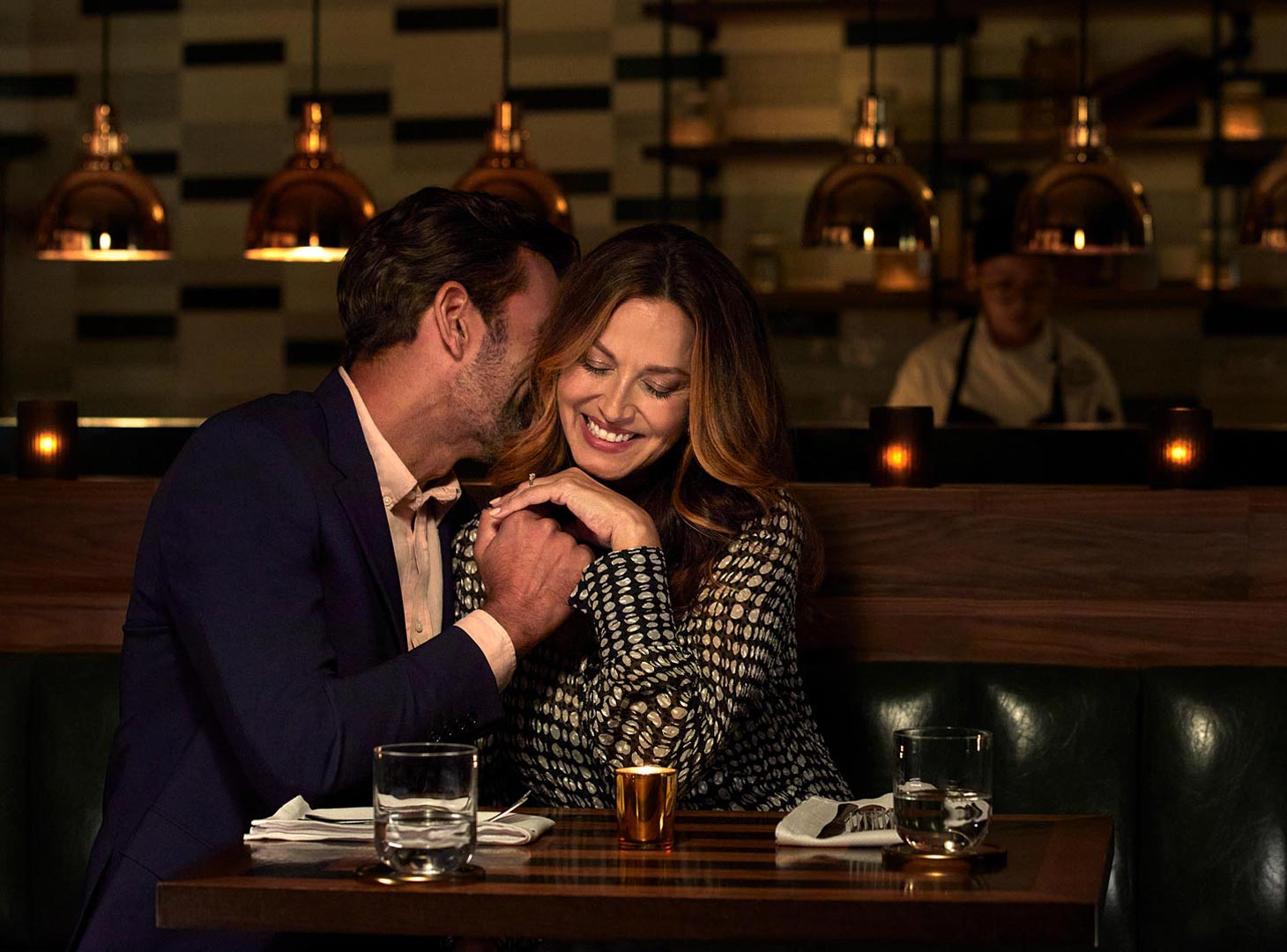 Couple at a fine dining restaurant